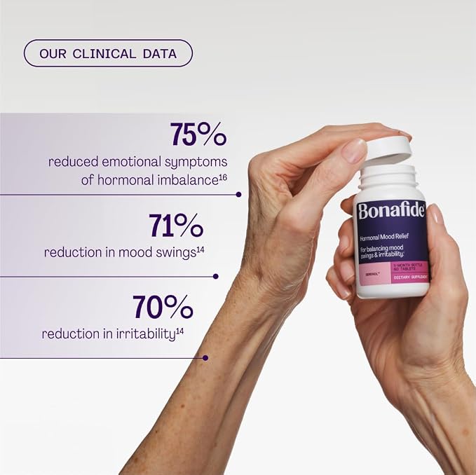 Bonafide Hormonal Mood Relief for Women Serenol – Hormone-Free, Clinically Studied – Helps Relieve Hormonal Mood Swings, Irritability & PMS Bloating – 2-Month Supply