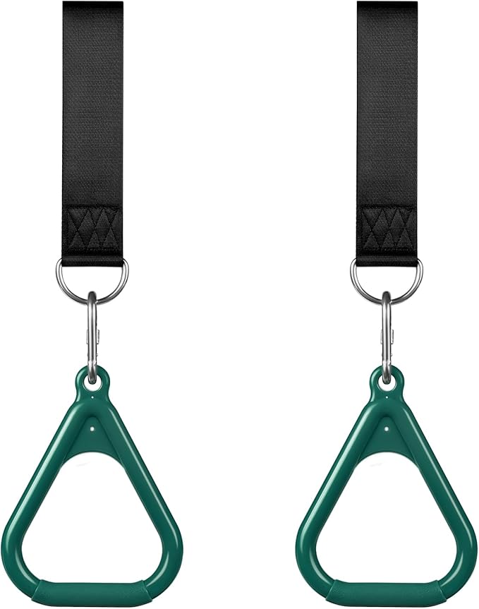 LadyRosian Trapeze Bar Swing Monkey Bars Hanging Ninja Rings Warrior Slackline Obstacle Course Kits for Kid Playground Equipment Accessories (Green)