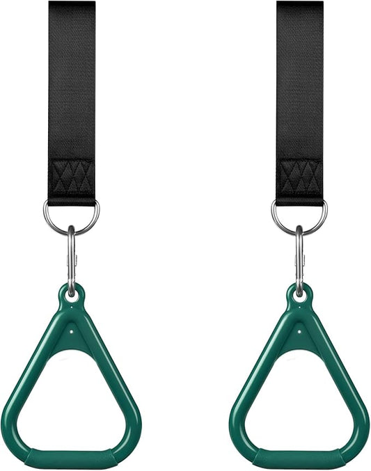 LadyRosian Trapeze Bar Swing Monkey Bars Hanging Ninja Rings Warrior Slackline Obstacle Course Kits for Kid Playground Equipment Accessories (Green)
