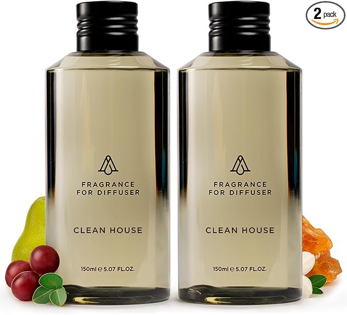 AromaPlan Scents, Clean Smelling Essential Oils, Clean House (5 Fl Oz /148ml) 2 Pack-Fresh Scent Essential Oil for Diffuser, USA Fragrance, Bigger Bottle, Bolder Aroma & Longer Lasting