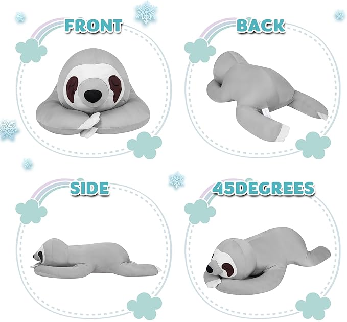 My OLi 24'' Sloth Cooling Stuffed Animal Pillow Coolable Stuffed Sloth Pillow Soft Chill Plush Hugging Pillow Plush Toys Gift for Kids Adults
