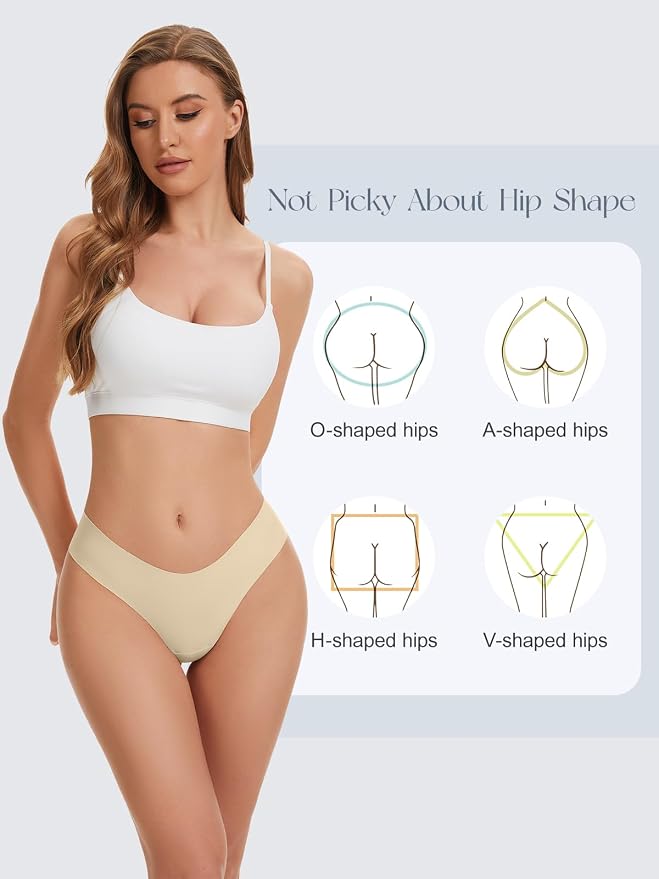 OVRUNS Camel Toe Underwear for Women Low Waist Camel Toe Thong Seamless Workout Cameltoe Proof Concealer Panties 3 Pack
