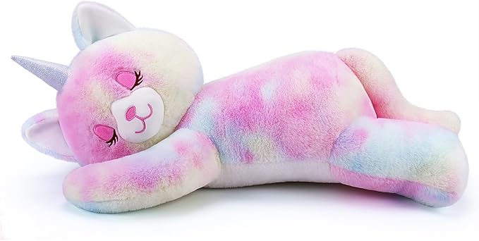 24'' Large Unicorn Cat Plush Stuffed Animal- Unicorn Cat Plush Pillow Plushies, Big Cute Sleeping Huggable Plushie Toy, Stuffed Animal Toys Girls Birthday Gifts for Kids Girls Boys