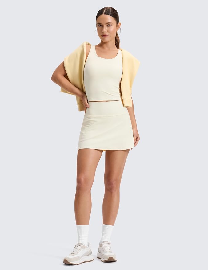 CRZ YOGA Butterluxe High Waisted Tennis Skirts | Built-in Shorts with Pockets, Extremely Soft, Casual, A Line, Stretchy, Mini, Skort for Women