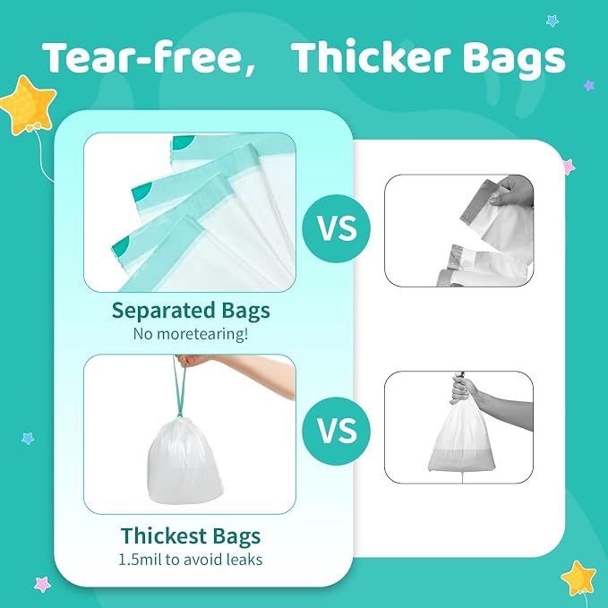 [36 Counts] Newnice Upgraded Drawstring Potty Liners with 20s Quick Absorb Pads, Travel Potty Bags for Toddler Road Trips, Portable Toilet Refills Fit OXO Tot 2-in-1 & Commode Chairs