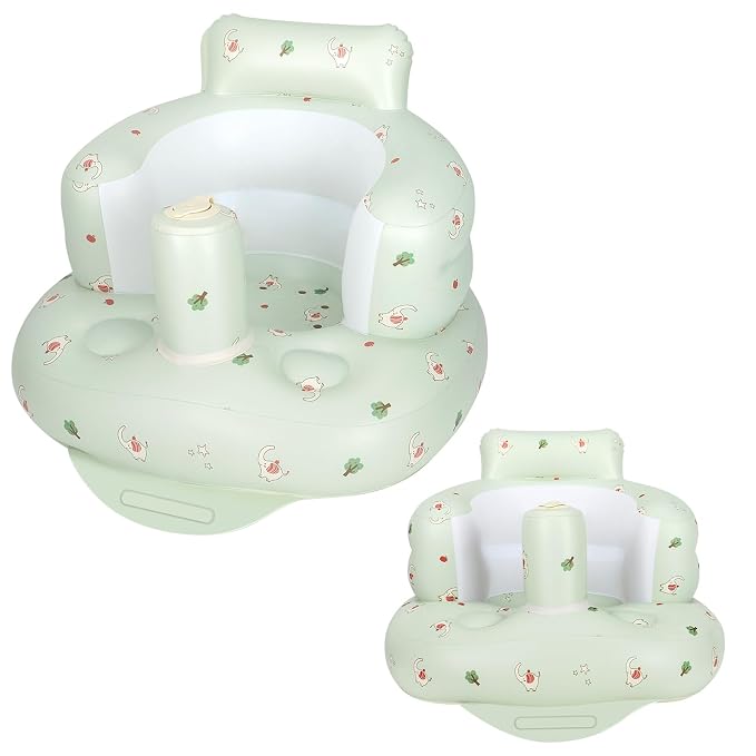 AirSwim Inflatable Baby Seat, Inflatable Baby Chair for Babies 3 Months and Up, Summer Blow Up Chair with Built in Air Pump, Infant Floor Seats for Learning to Sit, Palying, Camping, Elephant