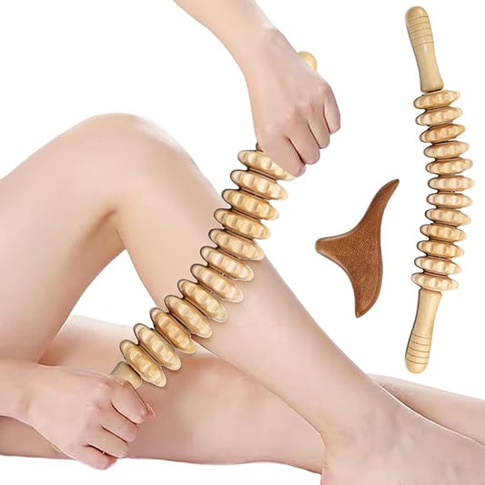 2pcs Wood Massage Roller Wood Therapy-Massage Tools,Manual Wooden Fascia Massage-Roller Trigger Points,Stomach Rolling guasha Massager Tool, for Fascia,Relief, Body Shaping