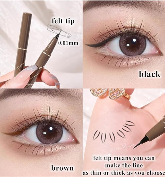 Liquid Eyeliner,Waterproof,Quick Drying,Smudge Resistant,Long Lasting,Precise All Day Eyeliner Makeup,High-Pigmented Liquid Eye Liner for Bold Looks (Brown)