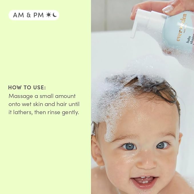 Evereden Baby Shampoo & Body Wash 2-in-1, 8.5 fl oz | Gentle, Non-Toxic, Fragrance-Free, Hydrating Formula for Sensitive Skin (Pack of 2)