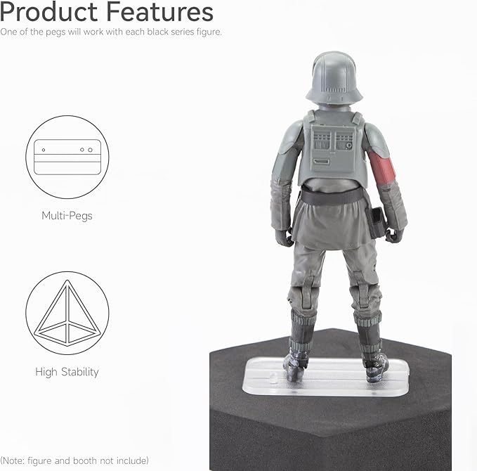 18PCS Action Figure Stand for Display, Figure Toy Display Support Holder Base with Peg, Compatible with 6 inch Star Was Black Series Figures, Clear