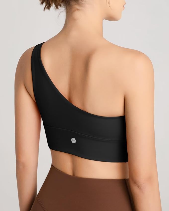 Queenie Ke Womens One Shoulder Sports Bra Left Side Strap Yoga Bras Gym Training Workout Crop Tops