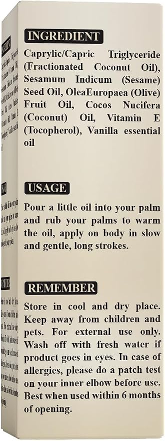 Vanilla Coconut Body Massage Oil | with Vitamin E & Jojoba Oil | Deep Hydration for Dry Skin | Non-Greasy, Fast-Absorbing Formula | 8.45 fl oz (250ml)