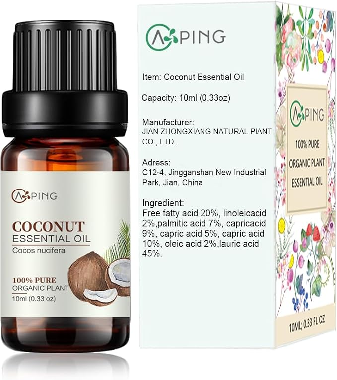 Essential Oil Set 6x10ML - 100% Pure Organic Plant Oil for Diffuser Massage Aroma Spa Yoga Perfume - Peach, Strawberry, Watermelon, Pineapple, Mango, Coconut