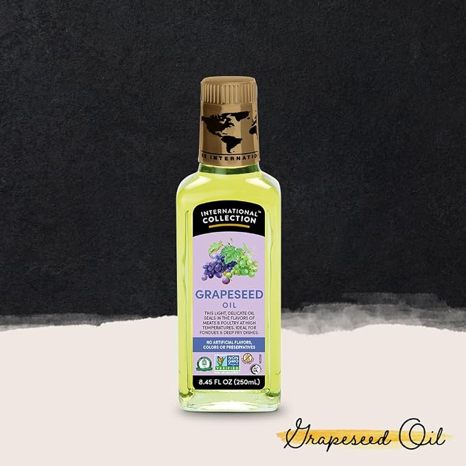 International Collection Grapeseed Oil, 8.45 fl oz (Pack of 1) | Expertly Sourced, Quality Oils | NonGMO Project Certified, No Artificial Flavors, Gluten Free, Vegan, Halal Approved