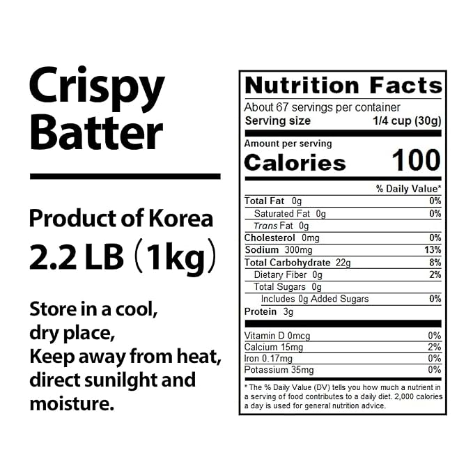 Foodrella Korean Taste Crispy Fried Chicken Crispy Batter Mix, Frying Powder Mix, Product of Korea, 4.4 LB (2kg), 1 pack