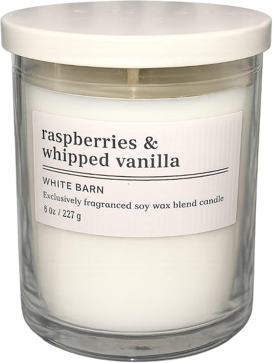 Bath & Body Works Single Wick Candle - 8 oz Each (Raspberries and Whipped Vanilla)
