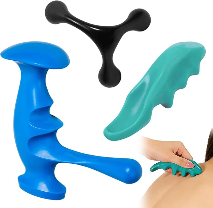 Thumb Saver Massage Tool,Massage Tools,Manual Trigger Point Massage Tool and Thumb Saver for Deep Tissue, 3-in-1 Massage Set with Ergonomic Knobs, Muscle Recovery, Stress Relief & Back Pain