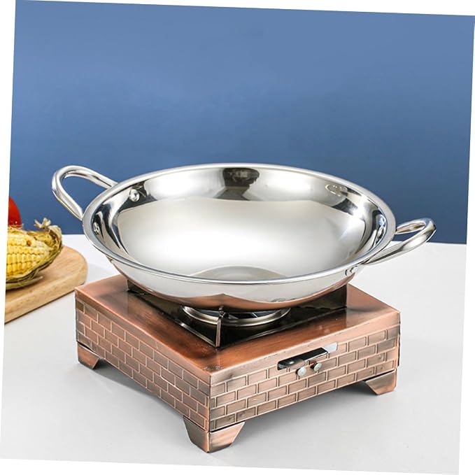 Zerodeko Stainless Steel Round Bottom Hot Pot Korean Style Stir-fry Pan Individual Pot