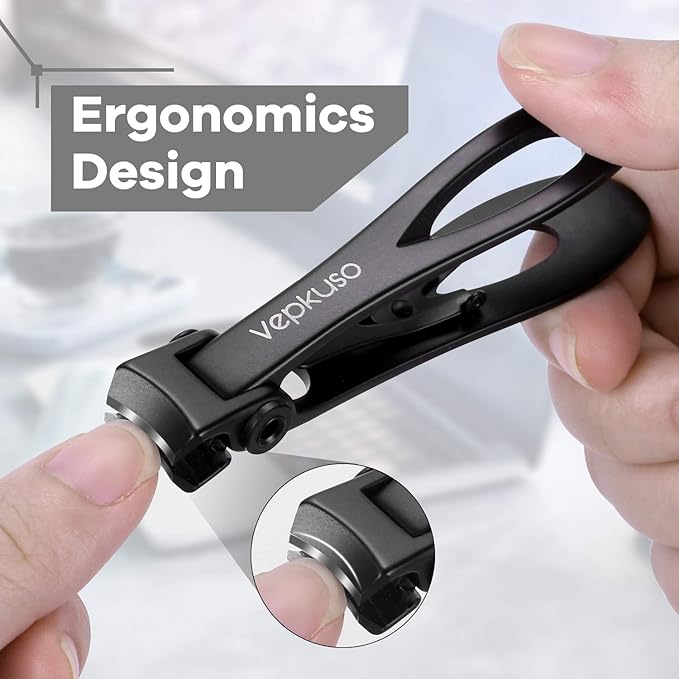 Toenail Clippers for Seniors & Thick Nails - Professional Stainless Steel Nail Clippers for Thick Toenails - Toenail Clippers with Wide Jaw - Men, Women, Elderly Manicure Set