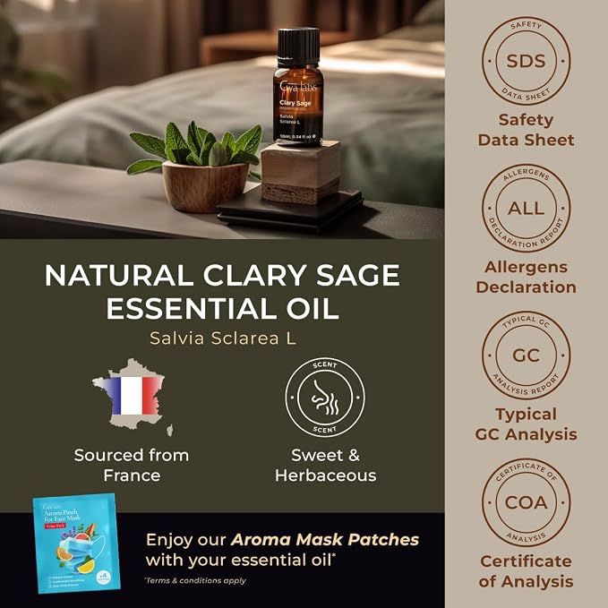 Clary Sage & Peppermint Essential Oil Set - Aromatherapy Grade Essential Oils Set - 2x0.34 fl oz - Gya Labs