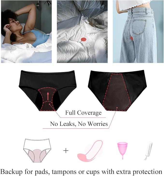 Period Underwear for Women Leakproof Menstrual Panties Women's Incontinence Briefs, Urine Absorbent Underwear