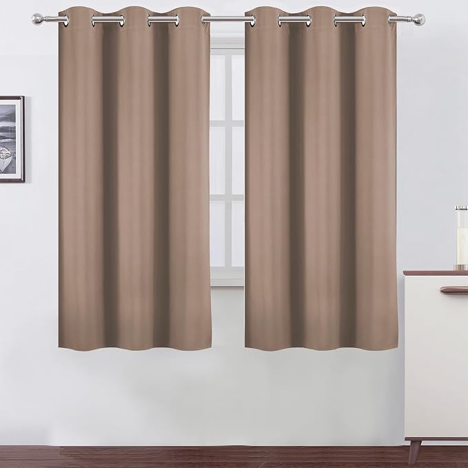 LEMOMO Cappuccino Blackout Curtains 34 x 63 Inch Length/Set of 2 Curtain Panels/Thermal Insulated Room Darkening Blackout Curtains for Bedroom