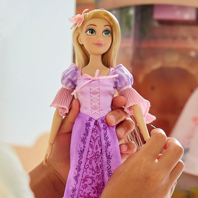 Disney Store Girl's Princess Story Doll (Rapunzel from Tangled) 11 Inches, Includes Coloring Book and Additional Dress, Princess Doll in Classic Outfit, Princess Toys
