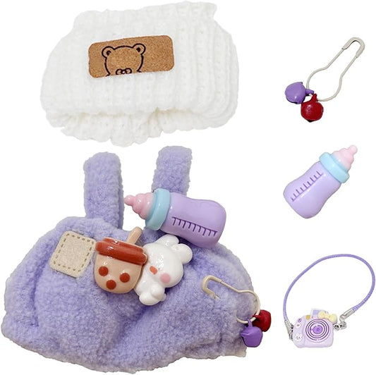 Clothes for 17cm Doll, Cute Outfit Set for 17cm Dolls, Adorable Dress-Up Accessories for (Pink Bottle)