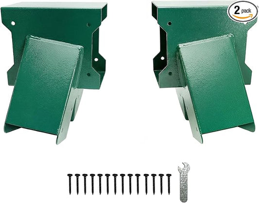 A-Frame End Swing Set Brackets - 2 Pcs Heavy Duty Carbon Steel Hardware with Mounting Kit, DIY Bracket for 4x4 Legs & 4x6 Beam, Green