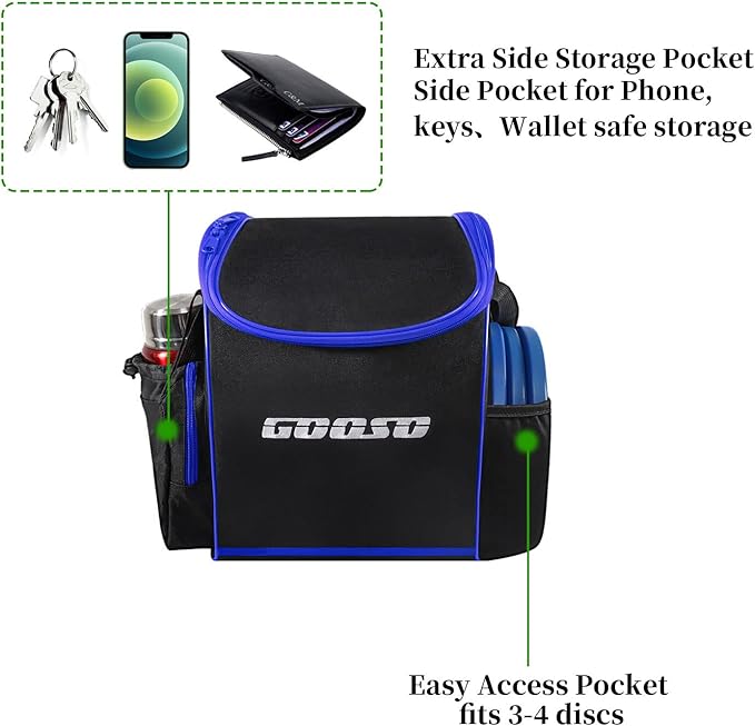 GOOSO Disc Golf Set with Bag - 12 PCS Flying Disc Golf Discs for Beginner with Putter, Midrange, Driver | Portable Disc Golf Backpack Holds 28+ Discs Free Stand Bag Design for Convenient Use