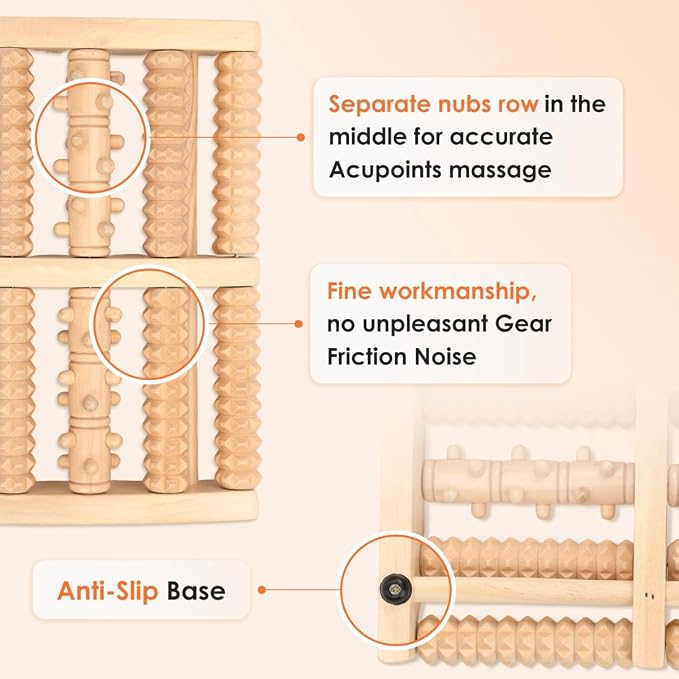 Plantar Fasciitis Relief Foot Massager - Wooden Roller for Pain Relief & Circulation Boost & Arch Pain, Muscle Relaxation.Portable Acupressure Stick | Gifts for Mom and Dad