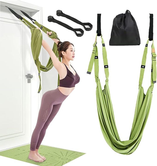 Yoga Stretching Strap,Stretching Equipment with Door Anchor,Back Stretcher for Back Pain, Flexibility Tensile Trainer for Dance Aerial Yoga Ballet Leg Stretching Exercise