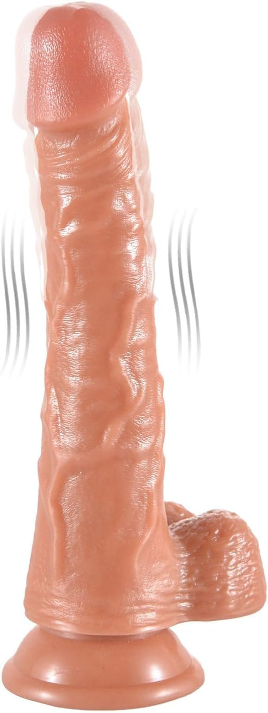 Realistic Dildo Vibrator with Suction Cup,10 Modes Vibrating Penis Cock for Clitoral Anal G-spot Stimulation,Vaginal Massager Female Masturbator Sex Toys for Women Men,Compatible with Strap on Harness
