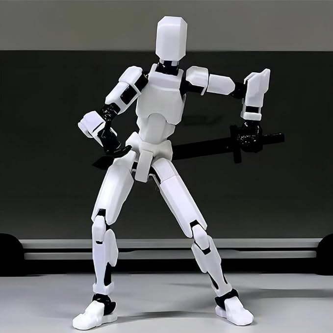 Assembly Completed-Titan 13 Action Figures, Upgrade Titan 13 Action Figure, Dummy Robot 13 Action Figure Set,3D Robot Action Figures for Children's Day Birthday Gifts (Assembly Completed-White)