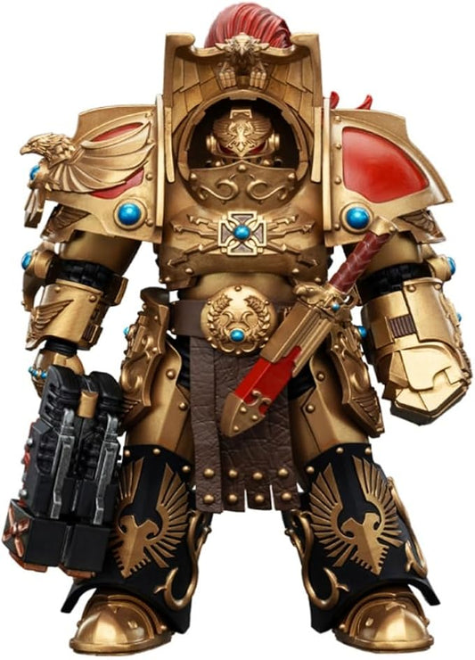 JOYTOY Warhammer The Horus Heresy Legio Custodes Aquilon Terminator Squad Aquilon with Twin-Linked Adrathic Destructor 1:18 Scale 5in Action Figure Mecha Joy Toy Collection Model