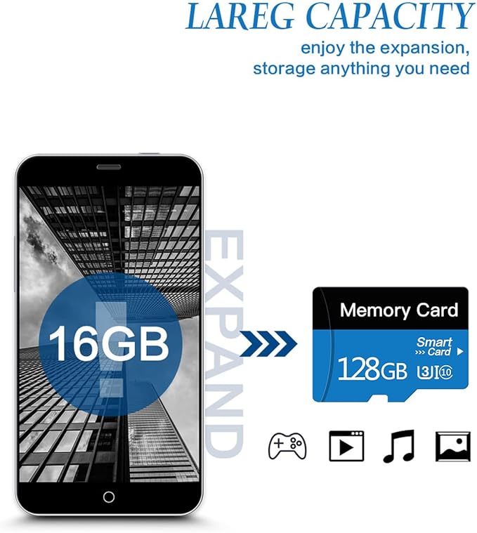 2 Pack 128 GB Micro Memory Card with Adapter, TF Memory Card Class 10, Mini Memory sd Card for Camera/Smartphone/Tablet/Drone (Blue 128GB*2)
