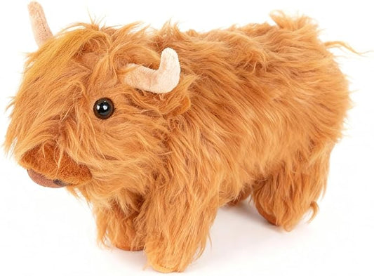 TICHA 12“- Highland Cow Stuffed Animal Plush Toy, Soft Fluffy Scottish Cattle Plush Pillow, Realistic Highland Cow Decor, Home Decor, Couch Pillow