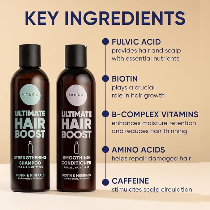 Moerie Shampoo and Conditioner Plus Hair Mask and Hair Spray Mega Pack – The Ultimate Hair Care Set – For Longer, Thicker, Fuller Hair - Volumizing Hair Products – Paraben & Silicone Free - 8 items