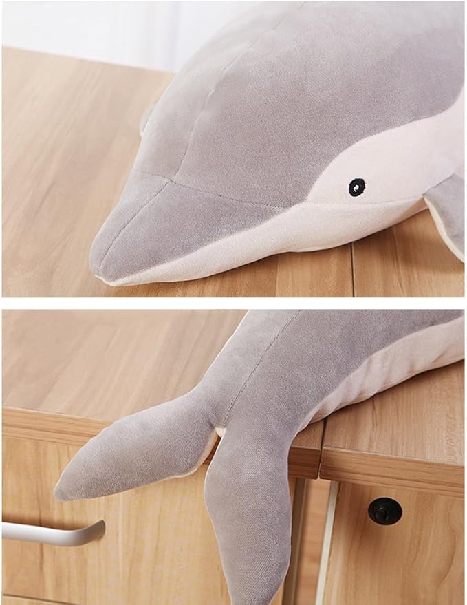 Stuffed Dolphin Animal Plush Toys 20 Inches Gray Large Animal Stuffed Plushies Super Soft Cute Cuddly Pillow Cushion Stuff Dolls Birthday Gifts for Children Kids Boys Girls Room Decor, 20Inches