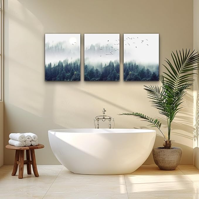 MHARTK66 Canvas Wall Art For Living Room Large Wall Decor For Bedroom Modern Office Wall Decorations Forest Landscape Paintings Farmhouse Pictures Artwork Home Decor Tree Nature 3 Panel Wall Art