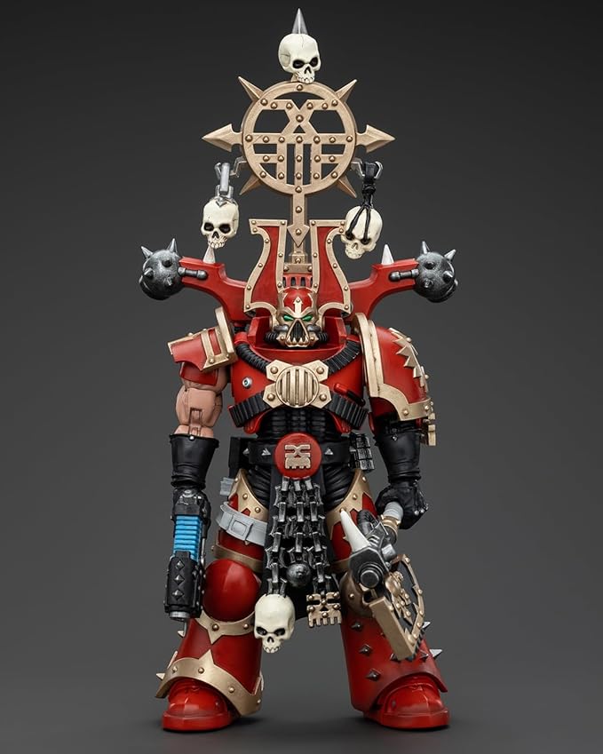 Pipigirl JoyToy GW 40K Genuine License 1:18 Action Figure, World Eaters Khorne Berzerker with Berzerker lcon, 4.96 inch Collectible Action Figures Sets