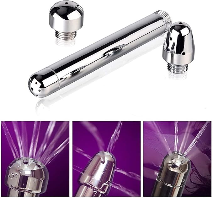 3 Heads Aluminum Shower Cleaner Douche System with 1.5 m Stainless Steel Handheld Shower Hose and Velet Pouch
