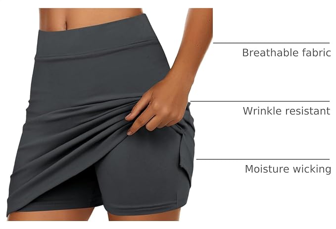 Ekouaer Women's Active Performance Skort Lightweight Skirt for Golf Tennis | Built-in Shorts, A Line, High Waisted, Tummy Control, Pickleball, Running, Workout, Sports, Skorts for Woman
