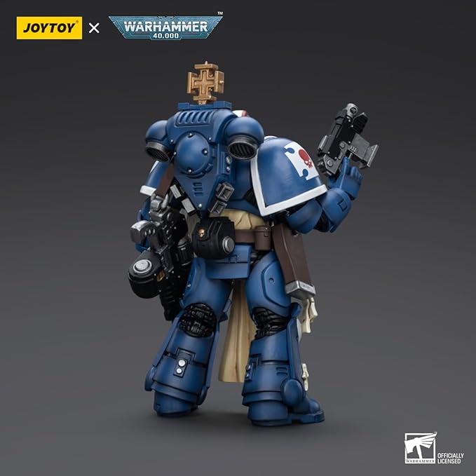 YIZRIO JoyToy Warhammer 40K Ultramarines Sternguard Veteran Sergeant 1:18 Scale Action Figure Mecha Joy Toy Collection Model 4.76 inch