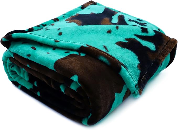 Teal Fleece Throw Blanket for Kids, Cute Soft Fuzzy Turquoise Blue Small Blanket for Stroller Bed, Birthday Gifts for Girls Boys, 40x50 Inches