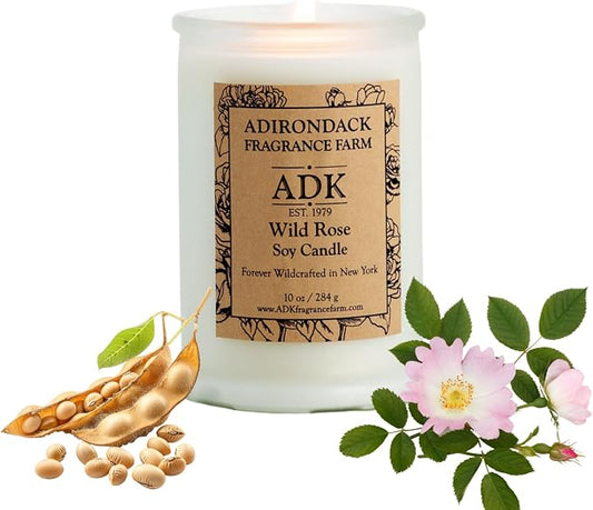 ADK Wild Rose Scented Candle, 10 Oz Aromatherapy Candle, Proudly Poured in The USA, Natural Wax for Relaxation and Home Décor, for Gift, Kitchen, and Living Spaces