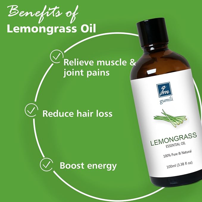 GM Gumili Lemongrass Essential Oil for Diffusers, 100ml