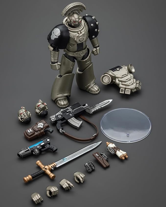 JoyToy Warhammer 40K 1:18 Action Figures, Iron Warriors MKVI Tactical Sergeant with Power Sword and Plasma Pistol, 4.96 in High