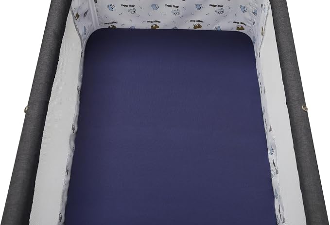 Pack n Play Sheet Stretchy Fitted Portable Mini Crib Sheets Set 2 Pack,Playard Sheets Convertible Playard Mattress Cover,Ultra Soft Jersey Material, Dark Blue & Bear Deer