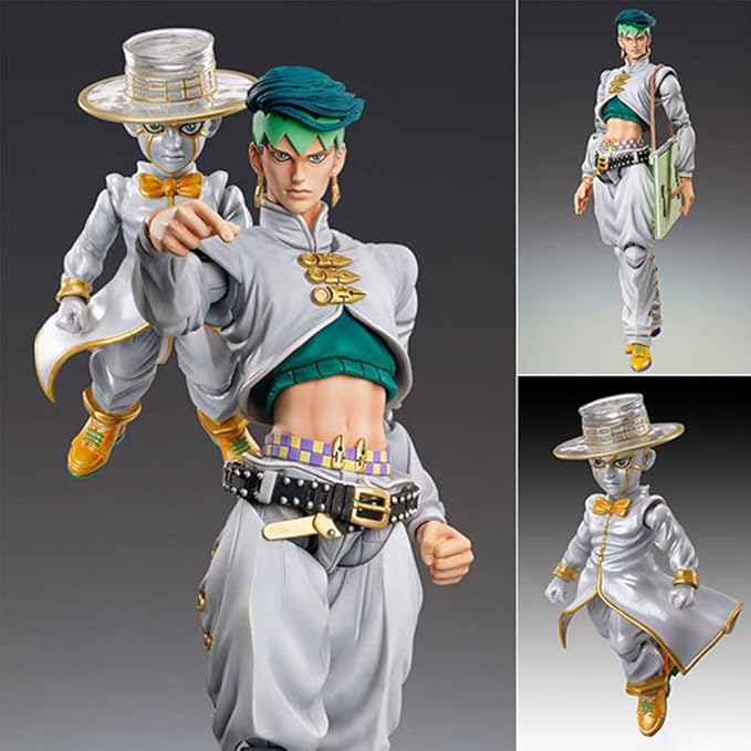 JJBA Action Figures Kishibe Rohan Figure Movable Joints Anime Figurine 6.3" JJBA Super Action Statue Collections Desktop Decoration Gift for Fans